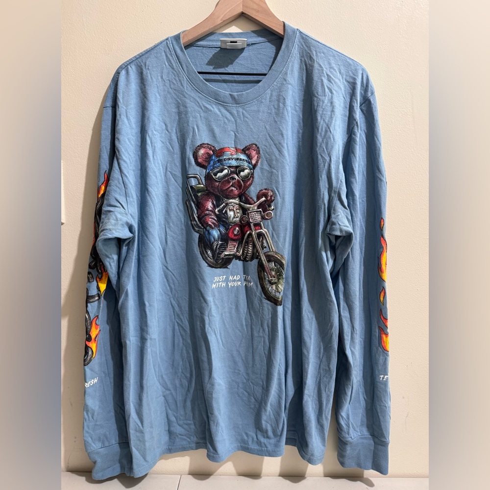 Teddy Fresh Blue Bear Graphic Long Sleeve Tee